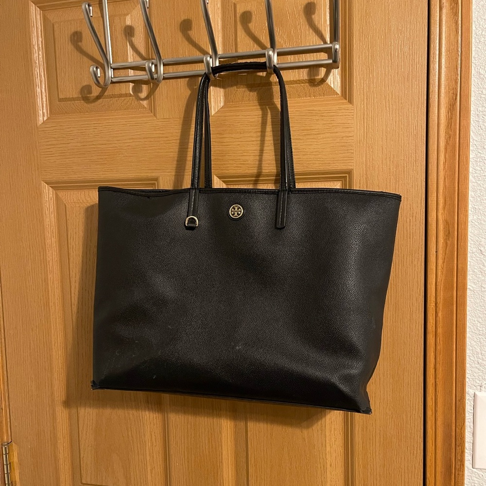 Tory Burch Black Leather Tote Bag